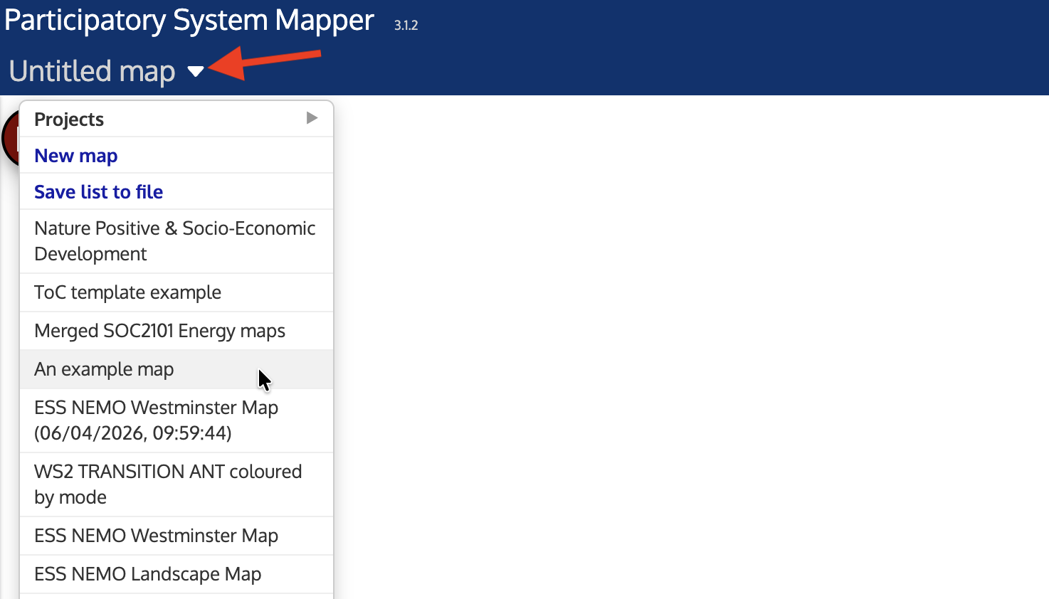 Map list dropdown